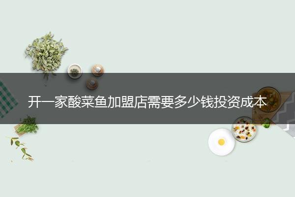 开一家酸菜鱼加盟店需要多少钱投资成本