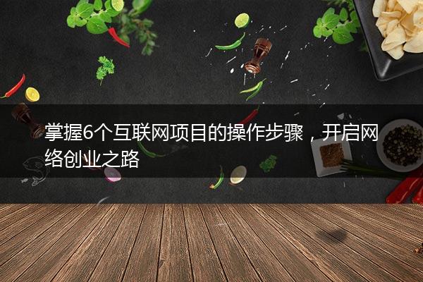 掌握6个互联网项目的操作步骤，开启网络创业之路