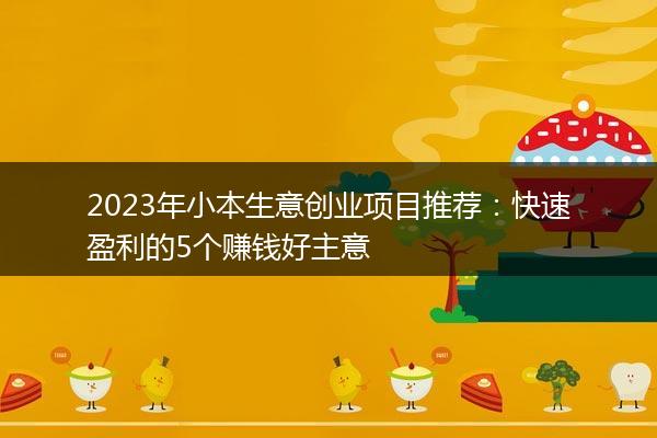 2023年小本生意创业项目推荐：快速盈利的5个赚钱好主意